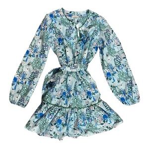 Roller Rabbit Winter Bari Philippa Dress Light Blue Winter Solstice Print S NEW